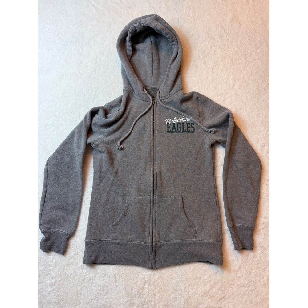 Junk Food Philadelphia Eagles Full Zip Hoodie Heather Grey Womens Small NFL